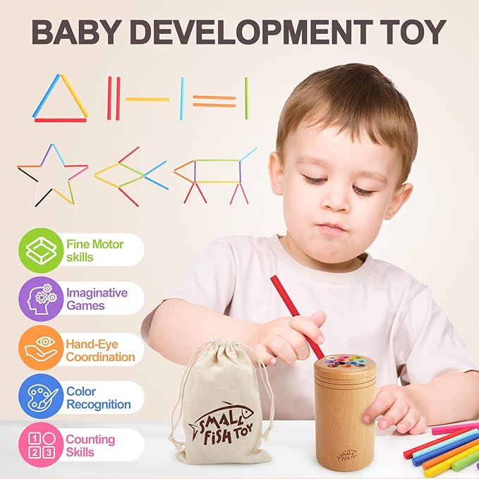 Montessori Toys for 1 2 3 Year Old:Solid Wood Fine Motor Skills Object Permanence Box for One Two Year Old Baby, Fidget Sensory Toys for Toddlers 1-3, Color Sorting Cause and Effect 12 month toys