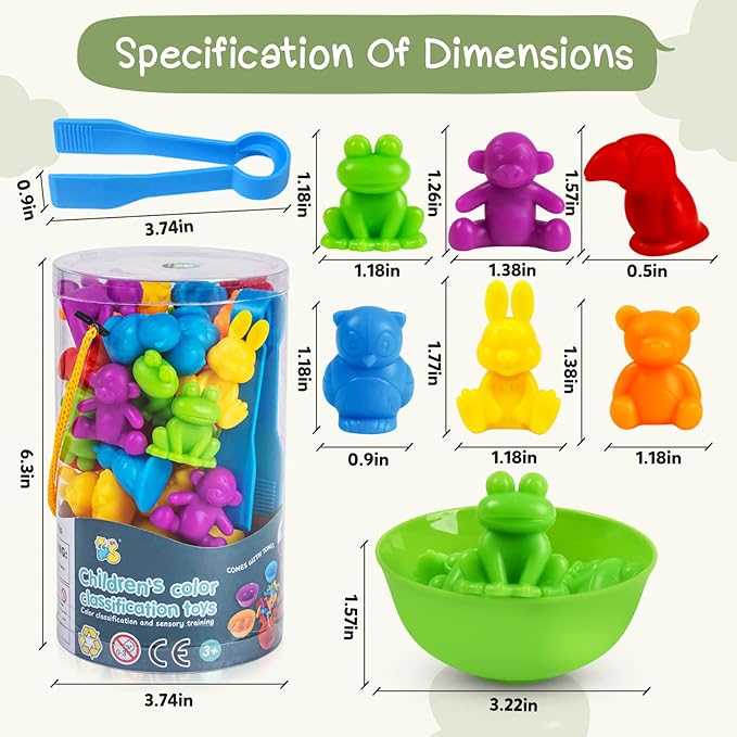 Counting Animals Matching Games Sensory Toys with Sorting Bowls Preschool Learning Activities Color Classification Montessori Educational Toys Set Gift for Boys Girls Toddlers Toys Age 3+