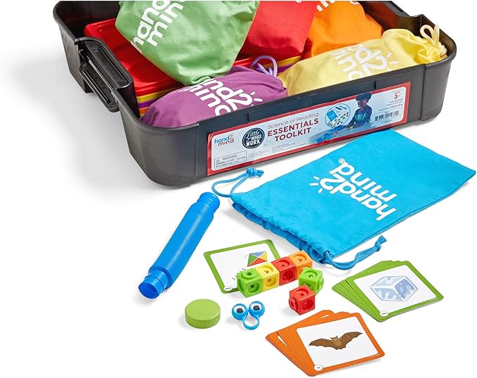 hand2mind Little Minds at Work Science of Reading Essentials Toolkit by Tara West, Decodable Reading Manipulatives, Elkonin Boxes, Letter Sounds, Phonemic Awareness, Preschool Learning (Set of 6)