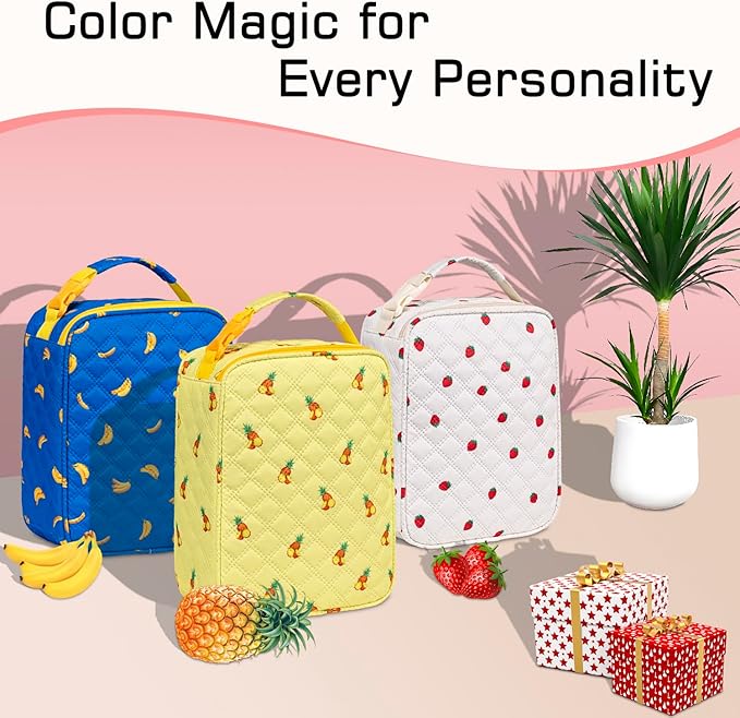 TuErCao Cute Banana-Themed Lunch Box Kids for School, Compact Reusable Tote LunchBox for Boys Girls for School, Office, Picnic, Lightweight Small Lunch Bag Fits Bento Boxes, Snack and Foods