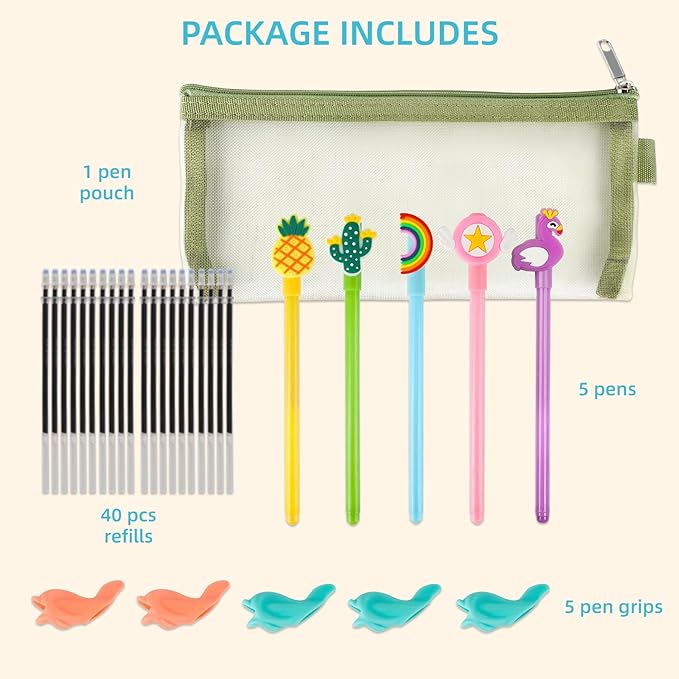 Magic Pens with Grips and Refills, Reusable Invisible Ink Pen for Kid's Handwriting Practice Kit, Children's Writing Practice Aids for Lefties and Righties