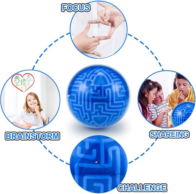 2 Pack 3D Puzzle Maze Ball, Memory Sequential Gravity Cube Balls Educational Toys for Kids Teens & Adults, Hard Challenges Game Lover Tiny Balls Brain Teasers Game Gifts