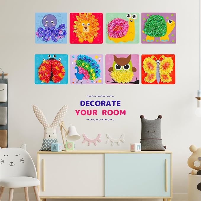 Yrinfay Poke Arts and Crafts kit for Kids, DIY 8 Animals Like Lion, Owl, Peafowl, Ladybug, Mess Free Sewing Art Toys for Girl 6-8 8-12, Gifts for Boys & Girls Ages 6 7 8 9 10 11 12 Years Old