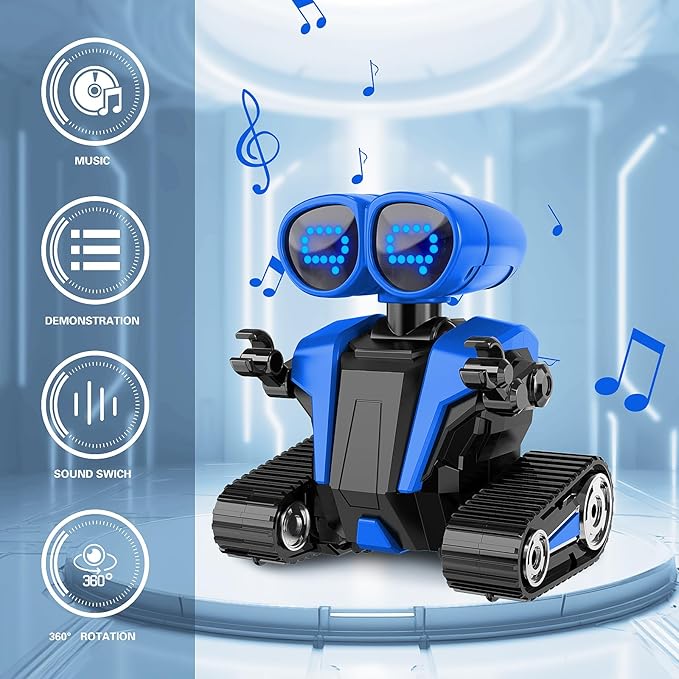 Robot Toys for Boys Girls with Auto-Demonstration Robots for Kids Remote Control Kids Robot Rechargeable with LED Eyes Smart Robot Age 3 Years and Up - Blue