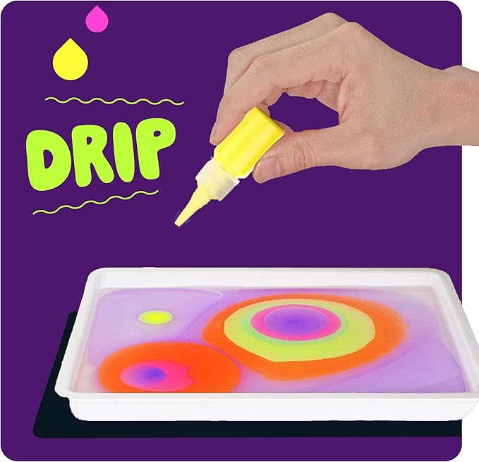 Dan&Darci Glow in The Dark Marble Paint Kit for Kids - Water Marbling Painting Art Set for Boys & Girls Ages 6, 7, 8, 9, 10, 11, 12 Year Old - Kid Crafts Birthday Gifts Toys - Arts Craft Activities