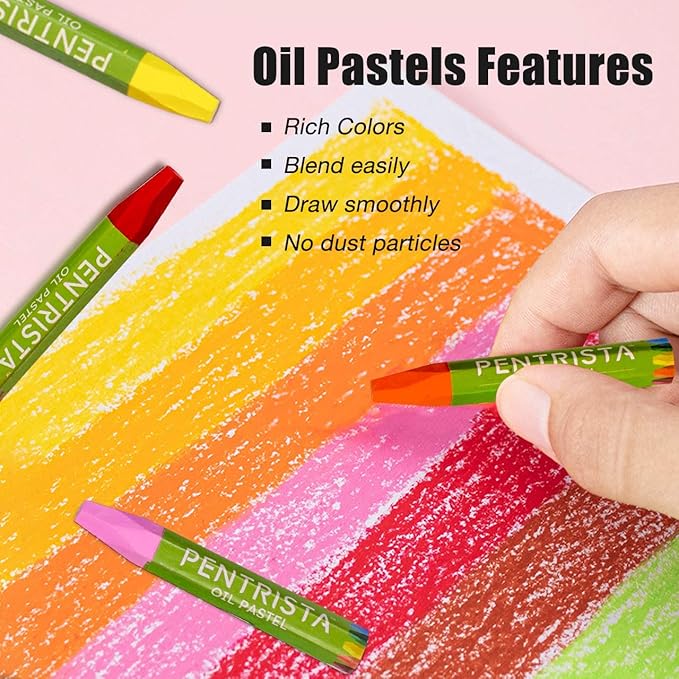 Oil Pastels,24+1 Assorted Colors+1 Sharpener and 1 Pastel Holder, Oil Pastels for Kids Indoor Activities At Home,Non-Toxic Oil Pastel Crayons for Artist Students Smooth Painting and Drawing