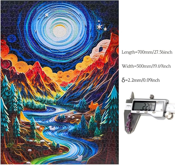 Bgraamiens Puzzle-Paper Quilling Mountains and Rivers-1000 Pieces Paper Quilling Art Puzzle Color Challenge Jigsaw Puzzles for Adults and Kids