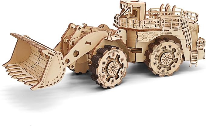 3D Wooden Puzzle for Adults, Bulldozer Model Kit Educational STEM Toy, Mechanical Engineering DIY Wooden Models, Unique Gift for Kids Birthday Christmas (Bulldozer LG)