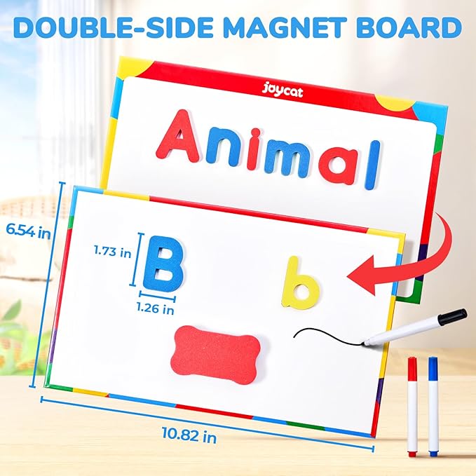 Gamenote Classroom Magnetic Letters Kit 178 Pcs with Double-Side Magnet Board - Foam Alphabet Letters for Kids Spelling and Learning