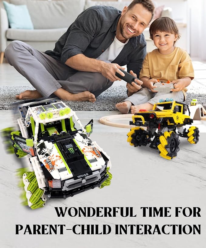 Pickup Truck Building Kits with Remote Control for Adults,Technic Off-Road Car Building Blocks Toys,STEM Engineering Gift for Mens,Boys,Kids-1550PCS(Green)