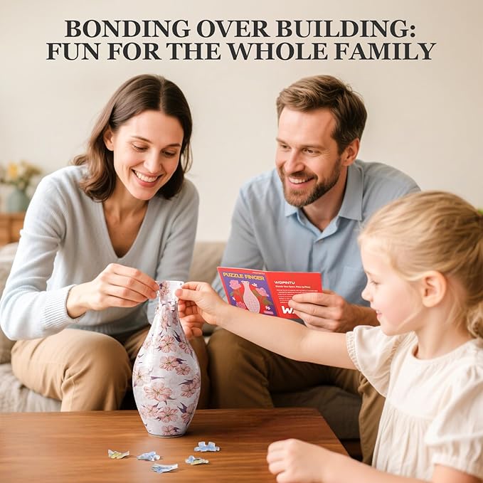 3D Puzzle with Pink Floral Pattern, DIY Decorative Vase for Home & Gift