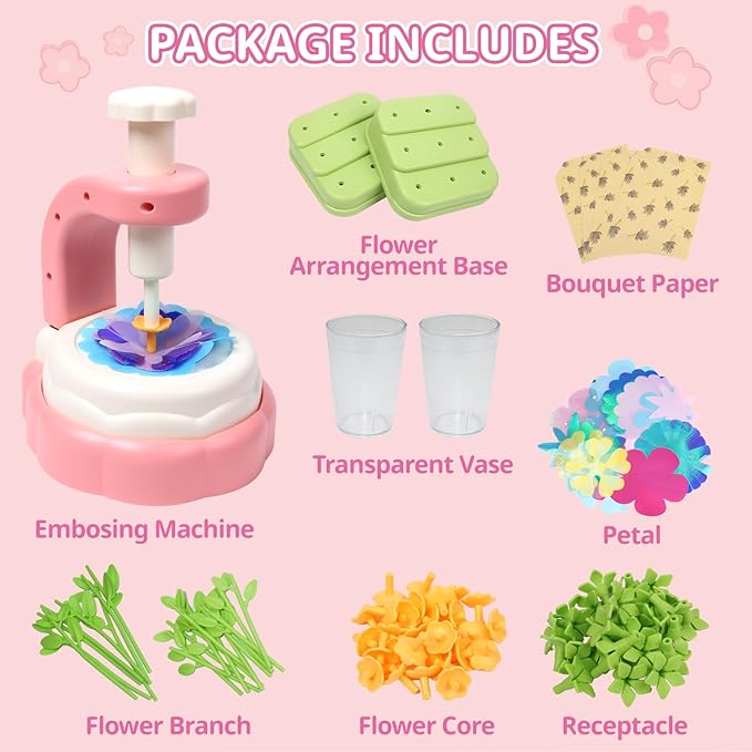 Yaozyety DIY Flower Bouquets Toys, Craft Kits Toys for Kids - Fabric Flower Crafts, Making Arts & Crafts Activity Kit for Girls Ages 4 5 6 7 8, Preschool Learning, Birthday Gift for Girl