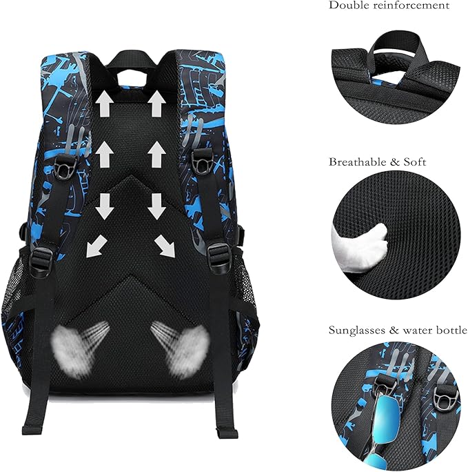 Asge Backpack for School Boys Backpacks for Kids Camo Bookbag for Middle School Bags Waterproof Travel Back Pack (Blue)