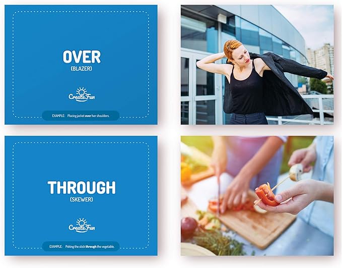 50 Preposition Flash Cards Vol 3 Vocabulary Development Includes 7 Picture Card Prepositions & 5 Sequencing Learning Games for Kids, Parents, Teachers, ESL, Speech Therapy, Autism, ABA and Homeschool