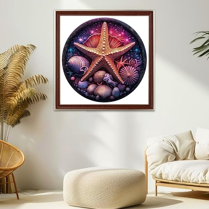 Wooden Puzzles for Adults, Colorful Starfish Jigsaw Puzzles, Unique Adult Puzzles 200pcs, Wood Toys Puzzles Best Gift for Adults and Kids Family Brain Game 11.2x11.2 inch