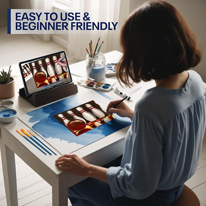 Painting4Real DIY Painting Class Kit for Adults with Video Tutorials: Learn to Paint Bowling – How to Paint with Acrylics – Painting & Art Supplies – 9 Piece Acrylic Paint Set