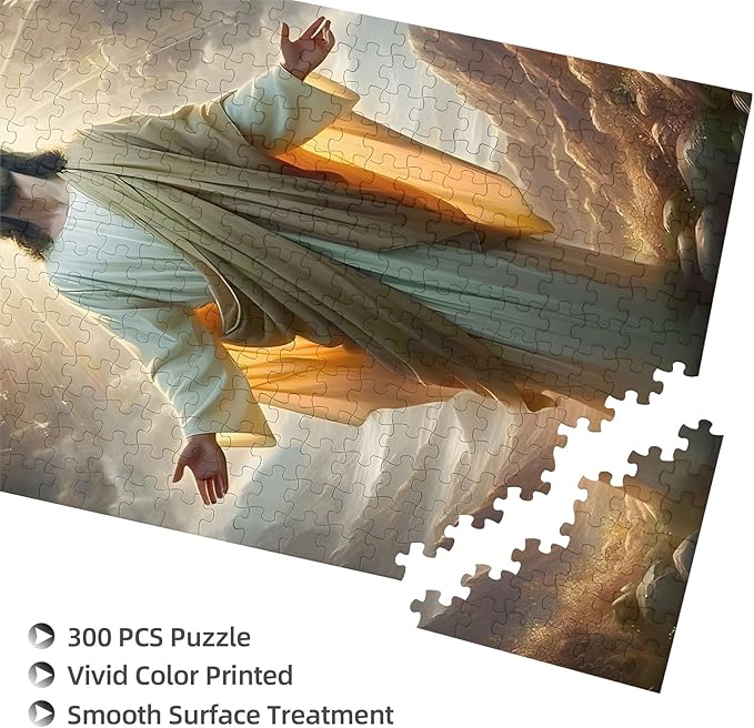 Jesus Puzzle,300 Pieces Premium Quality Wooden Puzzle,Stress Relieving Toys,Parent-Child Games,Gifts,Educational Toys,Size: 15.7 x 11 inches and 1:1 Original Picture Poster