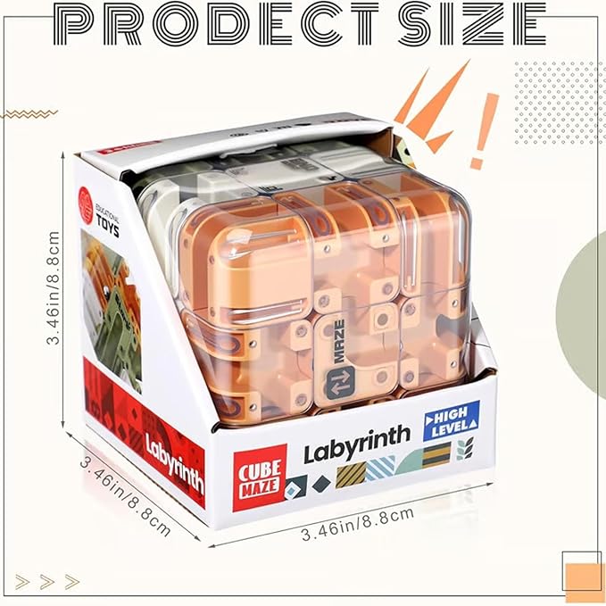 Large Labyrinth 3D Puzzle Maze Cube Engaging Brain Teaser Toy High Difficulty Puzzle Maze Ball for Stress Relief & Logic Development IQ Mind Challenge Puzzles Box Educational Focus Game(3PCS)