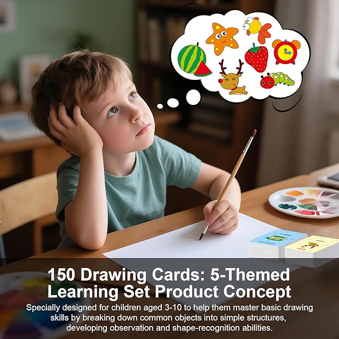 Drawing Robot for Kids Educational Toys, Robot Toys Creative Drawing Learning Kit with 150 Word Cards, Gift for Girls and Boys 4 5 6 7 8 Years Old