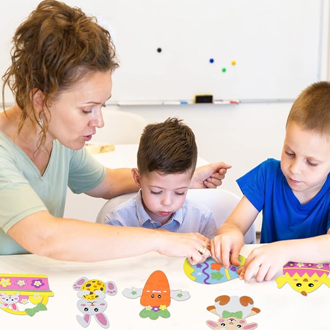 Fennoral Easter Craft Kit for Kids - Make Your Own Easter Foam Stickers, Ornaments & DIY Arts & Crafts Party Supplies