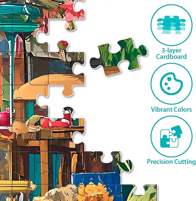 500 Pieces Puzzle for Adults, Beach House Flower Puzzle, Recycled Cardboard Jigsaw Puzzles 500 Pieces, Challenging Puzzles Game Home Art Decor Birthday Party Gift Toy for Teens Seniors 20.5 * 15 inch