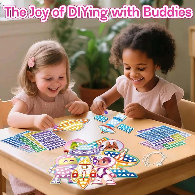 iGetooy 10 Sets DIY Mosaic Stickers for Kids, Space Art Craft Kit with 720+ Stickers, Travel Toys for Kids, Birthday Gifts for Girls and Boys 3-8 Year Olds