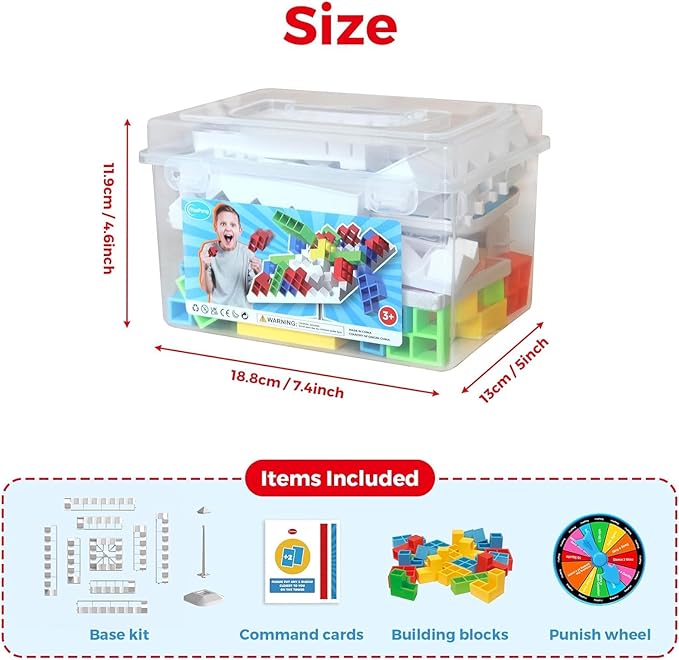 360° Tetra Balance Tower Stacking Blocks Game for Teens & Adults - Family Party Travel Board Games, Team Building STEM Educational Toy (2-4 Players)