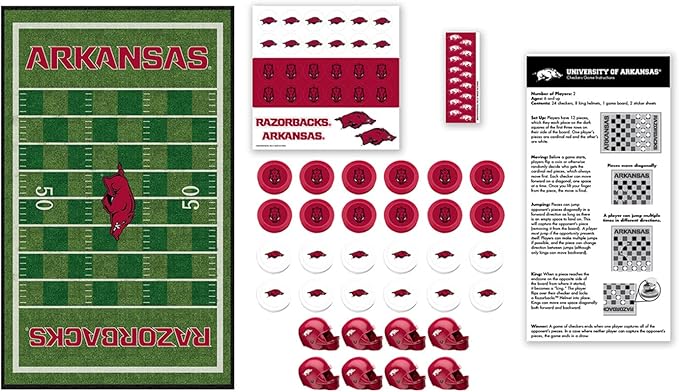 MasterPieces NCAA Arkansas Razorbacks, Checkers Board Game, For Ages 6+
