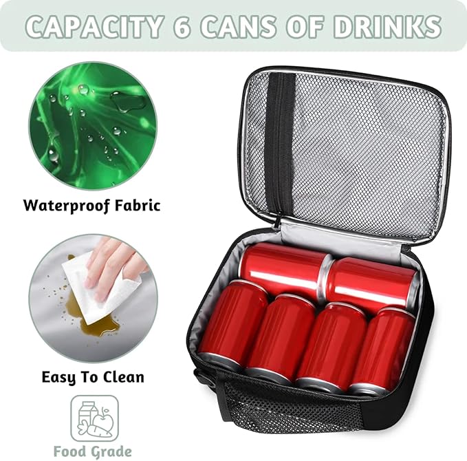 Green Dragon Lunchbox Boys Insulated Lunch Bag Reusable Portable Lunch box with Adjustable Shoulder Strap and Water Bottle Holder for Work School Travel