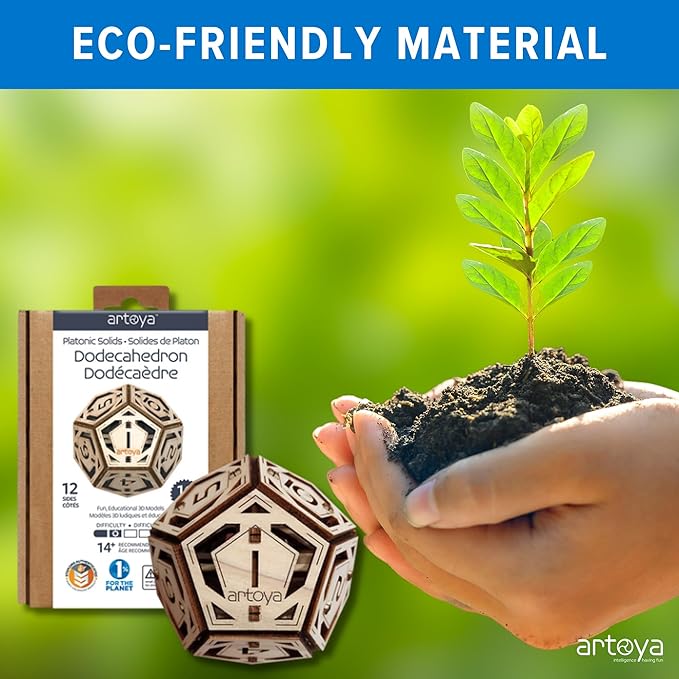 3D Wooden Puzzles for Teens & Adults – Smart Brain Teaser Puzzles, Wood Models, Creative & Educational Fun, Sustainable Materials, Ages 14 and Up Dodecahedron D12