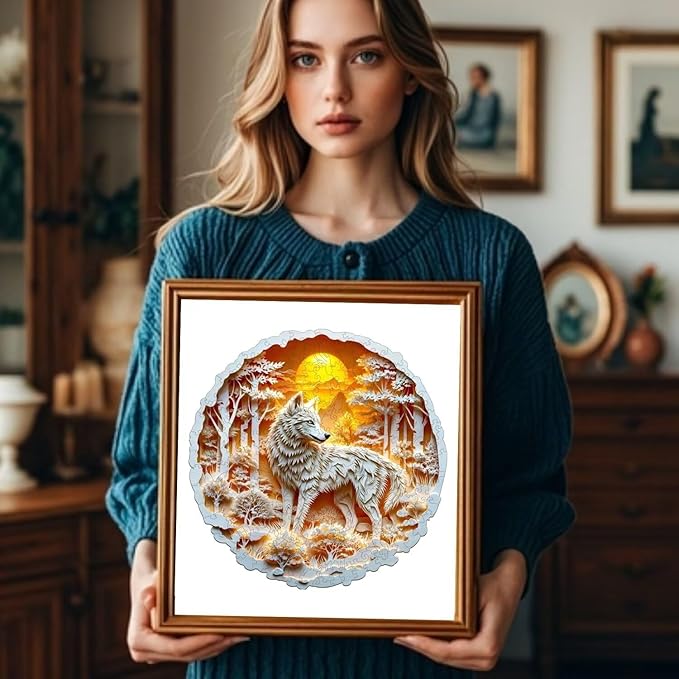 Wooden Puzzles for Adults, 3D Wolf Wooden Puzzles 200 Pieces, Unique Animal Shaped Wood Challenging Jigsaw Puzzles Gifts for Adults, 11.4x11.4in