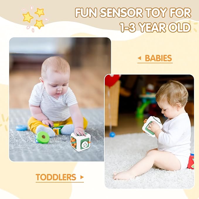 Toys for 1 Year Old Boy Girl, Montessori Busy Board Busy Cube, Travel Toys for Toddlers 1-3, 1 Year Old Girl Boy Gifts, Green