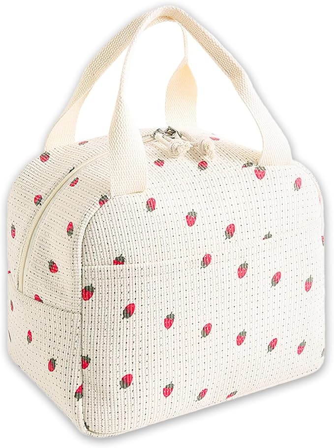 Lunch Box for Women, Reusable Insulated Lunch Box Floral Tote Bags Corduroy Totes for Women Office Work Travel Picnic