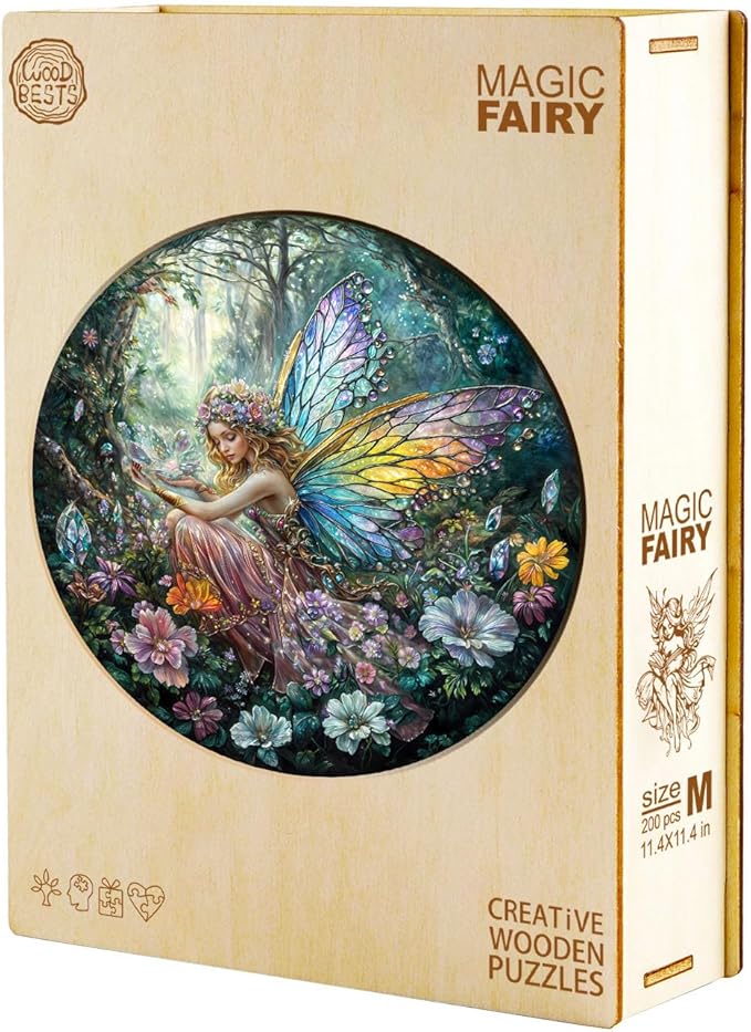 Wooden Puzzles for Adults, Wooden Jigsaw Puzzles for Adults Kids, Magic Fairy Unique Shaped Wood Puzzles Adult, Birthday Gifts for Friends Family Game, Home Decor (8.5 * 8.5in 100pcs)