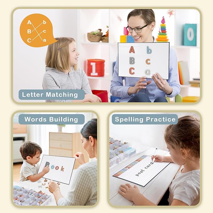 Joyreal Magnetic Alphabet Letters with Magnet Board, Neutral Magnetic Letters for Fridge & Classroom, Foam ABC Magnets for Toddlers Learning, Preschool Educational Toys Gift