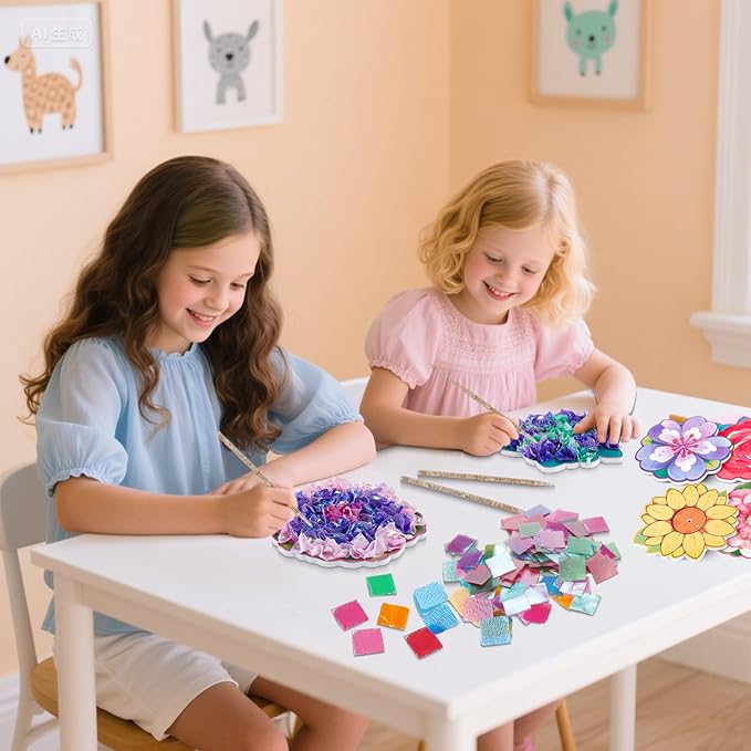 DIY Flower Bouquet Craft Kits, Poke in Arts and Crafts for Kids Girls Boys 4 5 6 7 8 9 10 11 12 Years Old Great Birthday Christmas Gifts 6 Flowers with LED Lights