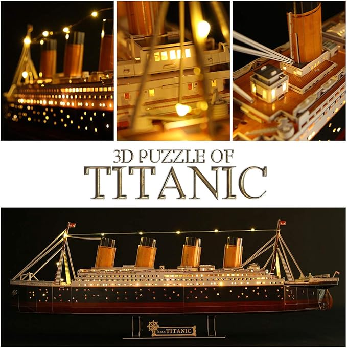 CubicFun 3D Puzzles for Adults - LED Titanic 35'' Large Ship - New Home Desk Decor - House Warming, Wedding, Anniversary, Valentines Day Teacher Gifts for Him Her Stocking Stuffers for Adults