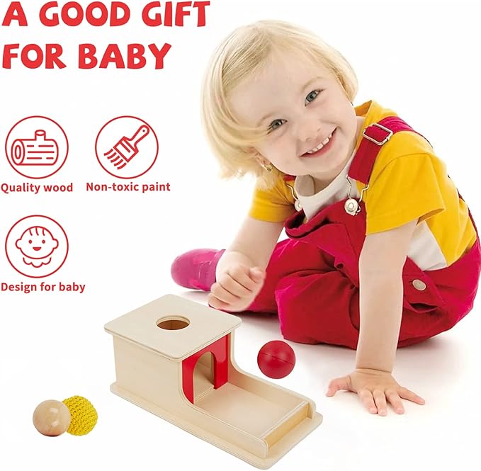 Adena Montessori Wooden Toy for 6-12 Month Baby 3 Balls,Sorting and Stacking Colorful Learning Education Toy for Toddler Kid 1-2 Year Old, Preschool Girl and Boy Gift(Full Size Textures)