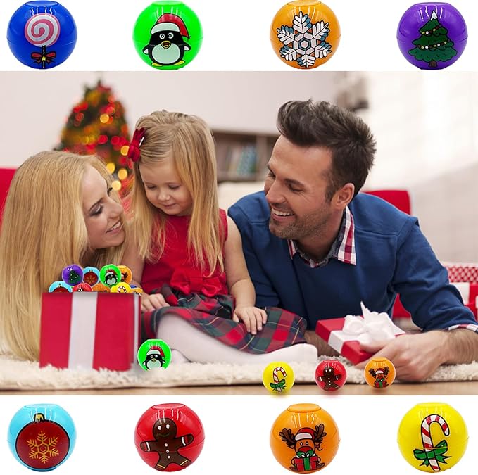24 Pcs Christmas Mini Fidget Spinners Ball Toys for Kids Adults Christmas Stocking Stuffers, Pinata Fillers, Treasure Box Toys for Boys Girls Christmas Party Favors Gifts
