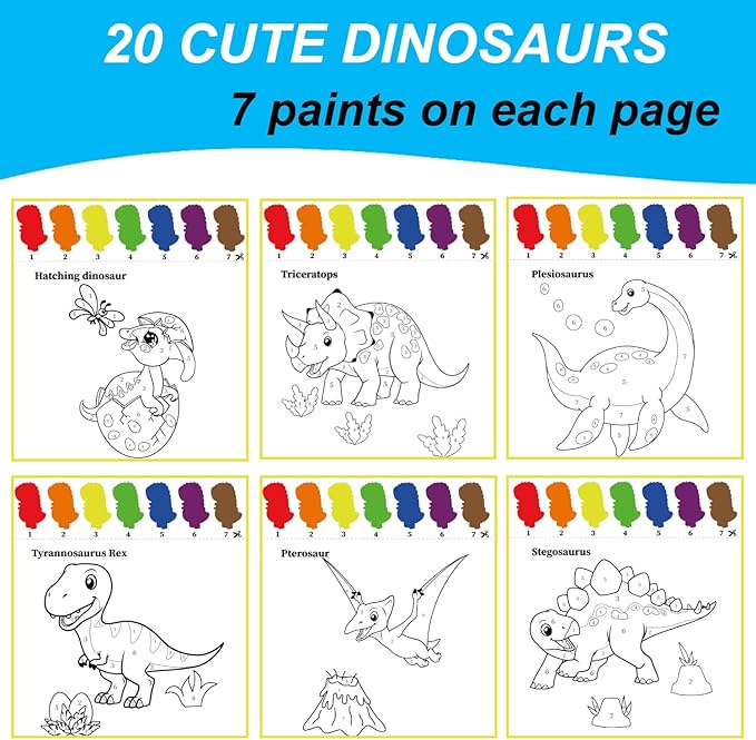 Paint with Water Coloring Books for Toddlers - Watercolor Painting Activities for Kids Ages 3-5 5-7 - Dinosaur Arts and Crafts Activity Kit - Dino Gifts for Boys 3 5 2 4 Year Old - Kid Art Craft