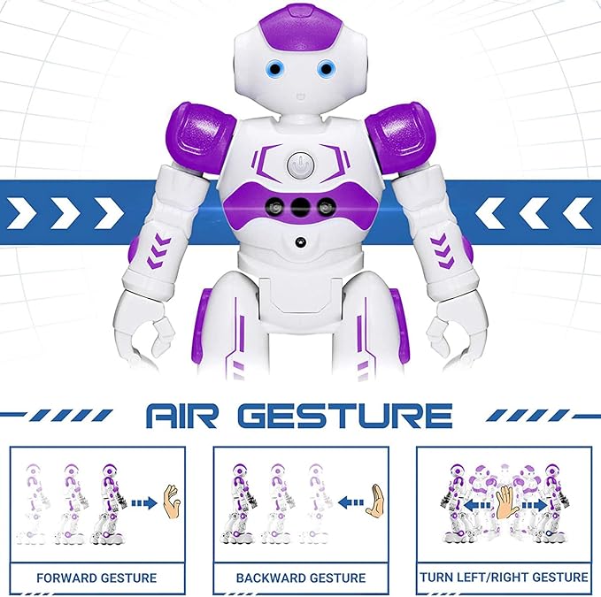 KingsDragon RC Robot Toys for Kids, Gesture & Sensing Programmable Remote Control Smart Robot for Age 3 4 5 6 7 8 Year Old Boys Girls Birthday Gift Present,Purple
