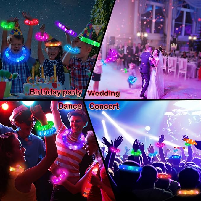 24 PCS Light Up Party Favors Supplies for Kids 4-8-12,Bulk Glow Sticks Bracelet Necklace Accessories for Toddlers,Birthday Return Gifts Treats Non Candy,Halloween Goodie Bag Stuffers for Boys Girls