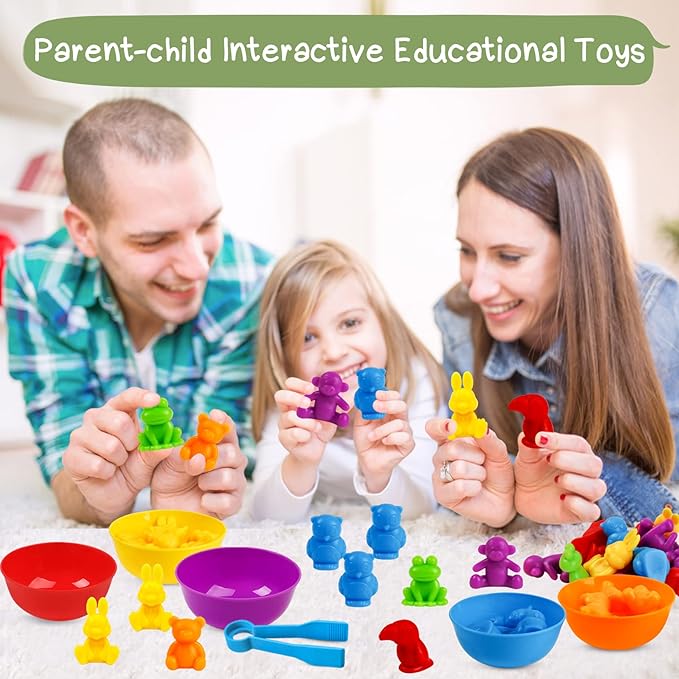 Counting Animals Matching Games Sensory Toys with Sorting Bowls Preschool Learning Activities Color Classification Montessori Educational Toys Set Gift for Boys Girls Toddlers Toys Age 3+