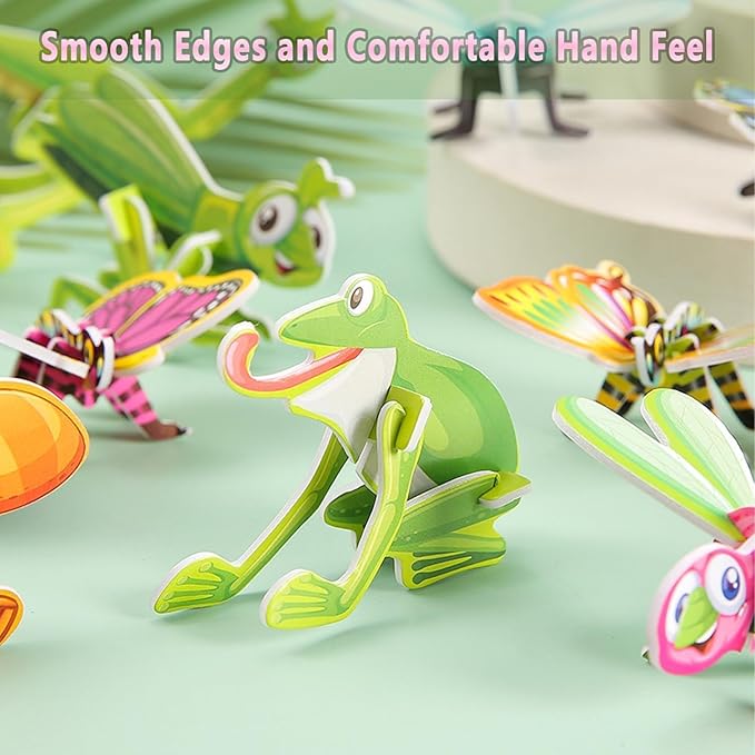 100PCS Educational 3D Cartoon Puzzle for Kids - Insects, Dinosaurs, Animals, Vehicles Themed 3D DIY Cardboards for Boys & Girls Gift Party Supplies