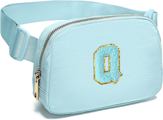 Gitus Gifts for 8 9 10 11 12 Year Old Girls Belt Bag Fanny Pack Crossbody Bags with Initial Letter Patch Cute Stuff Birthday Gifts for Teen Girls Women Personalized Trend Stuff (Icing Blue-Q)