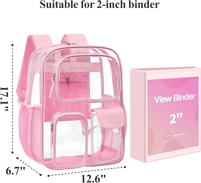 PACKISM Clear Backpack for School - 17 inch Large Heavy Duty Clear Bookbag, See Through PVC Backpacks (for age 12 above)