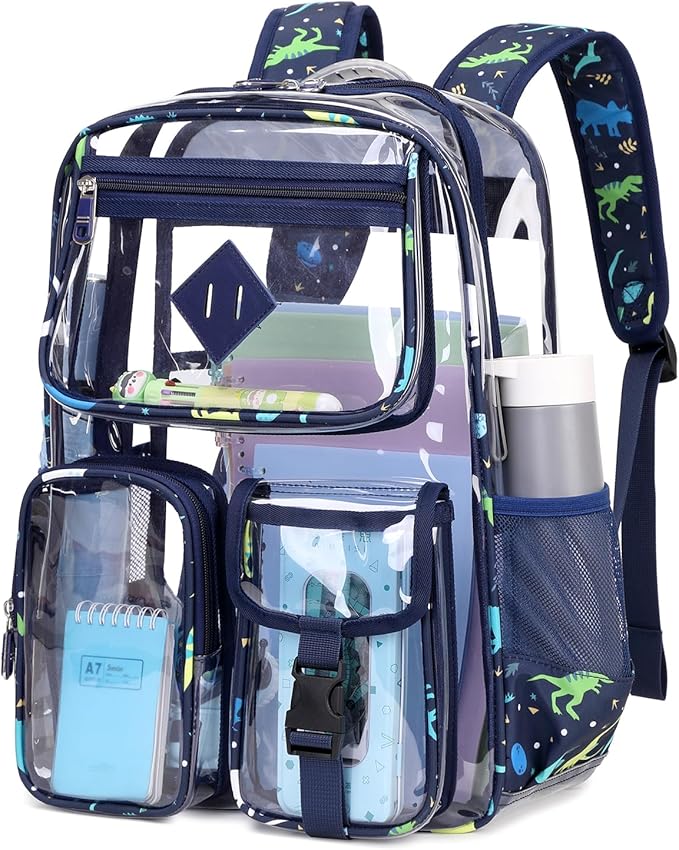Clear Backpack for School,Heavy Duty PVC Transparent Bookbag for Girls Stadium Approved See Through Backpack