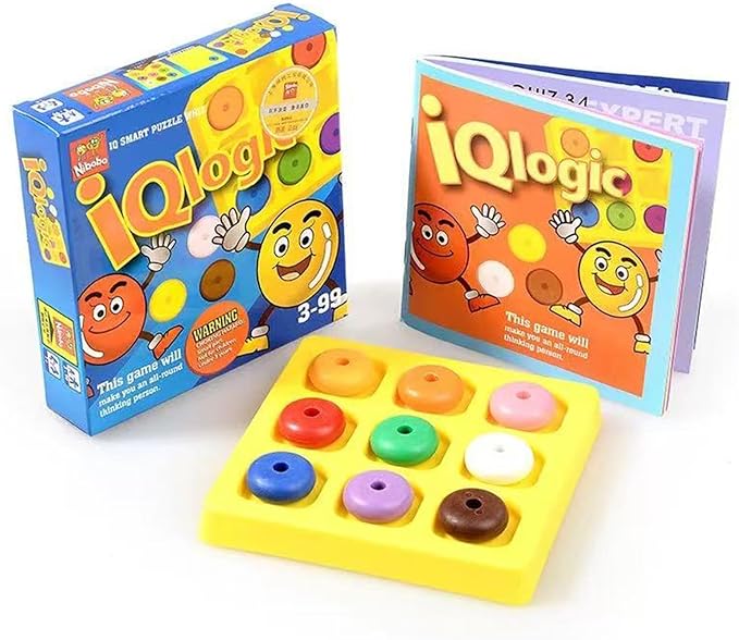 9-color puzzle game, IQ Logic positioning for kids Ages 3 and Up. Travel game for car. STEM toys with 60 sets of questions beginner to advanced levels. Educational Strategy board game as gifts for kid