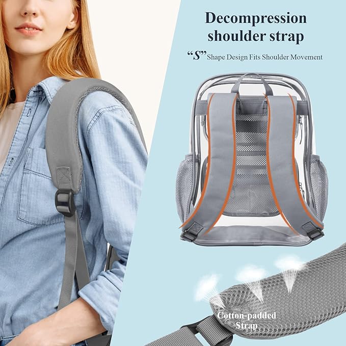 PACKISM Clear Backpack for School - 17 inch Large Heavy Duty Clear Bookbag, See Through PVC Backpacks (for age 12 above)