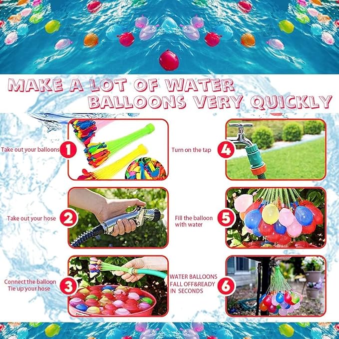 Water for Kids Adults Balloons with Refill Kits Quick Fill Balloons Set Summer Splash Party Easy Quick Fun Outdoor Backyard Summer Water Toys for Pool (999)